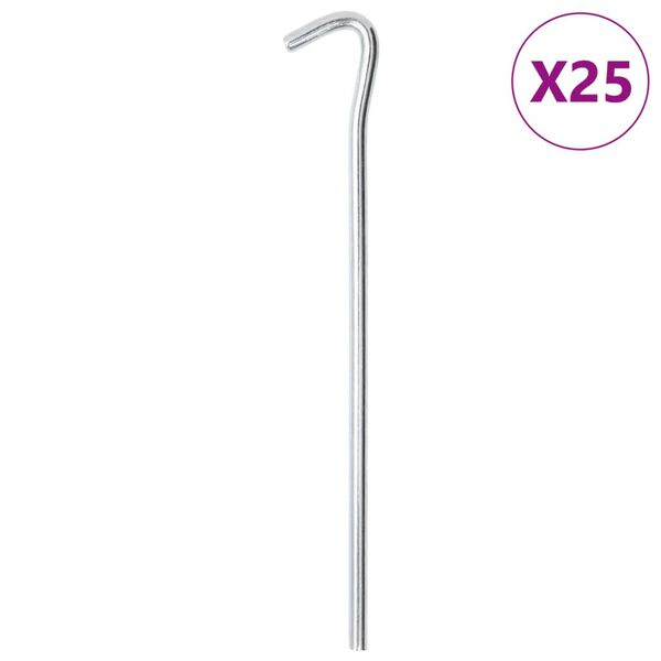 vidaXL Picchetti per Tenda 25 pz 23 cm &Oslash;7 mm in Acciaio Zincato