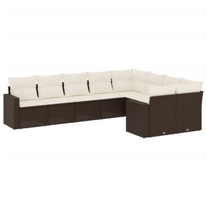 vidaXL Set Divani da Giardino 9pz con Cuscini Marrone in Polyrattan