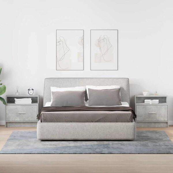 vidaXL Comodini con Cassetto 2 pz Grigio Cemento 51x31x47 cm