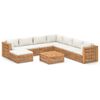 vidaXL Set Divani da Giardino 9 pz con Cuscini Crema in Legno di Teak