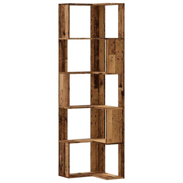 vidaXL Libreria Angolare 5Ripiani Legno Vecchio 50x50x179 cm Legno