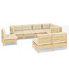 vidaXL Set Divani da Giardino 8 pz con Cuscini Crema Massello di Pino