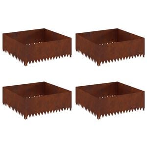 vidaXL Bordura per Prato 4 pcs 100 x 100 x 35 cm Acciaio Ruggine