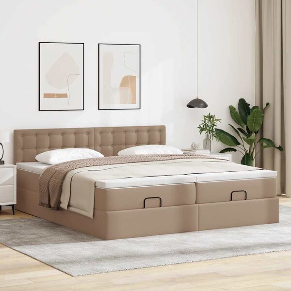 vidaXL Struttura Letto Pouf con Materassi 160x200 cm Similpelle