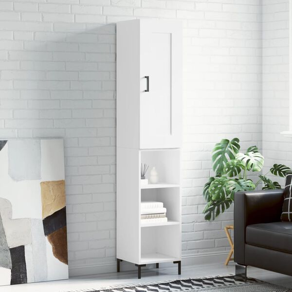 vidaXL Credenza Bianca 34,5x34x180 cm in Legno Multistrato