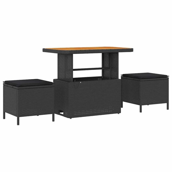 vidaXL Set Divano da Giardino con cuscino con archiviazione 9 pcs Nero