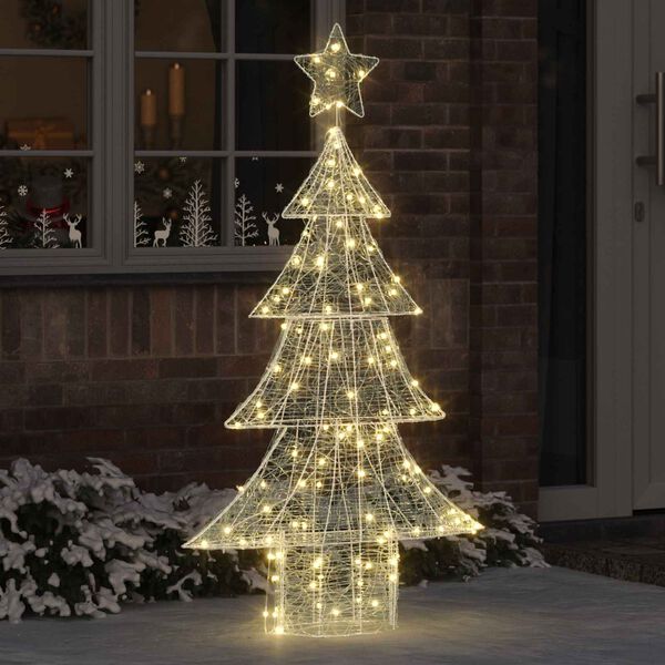 vidaXL Albero di Natale con 160 LED Bianco caldo 150 cm Acrilico