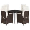 vidaXL Set da Pranzo da Giardino 5pz con Cuscini in Polyrattan Marrone