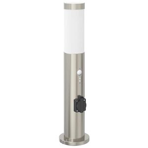vidaXL Lampada a paletto con sensore e presa 50 cm Acciaio Inox IP44