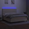 vidaXL Letto a Molle con Materasso e LED Crema 160x200 cm in Tessuto