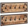 vidaXL Appendiabiti 2 pz 80x8x25 cm in Legno Massello Grezzo di Mango