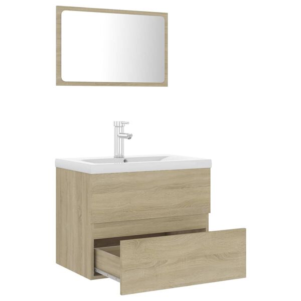 vidaXL Set Mobili da Bagno Rovere Sonoma in Legno Multistrato