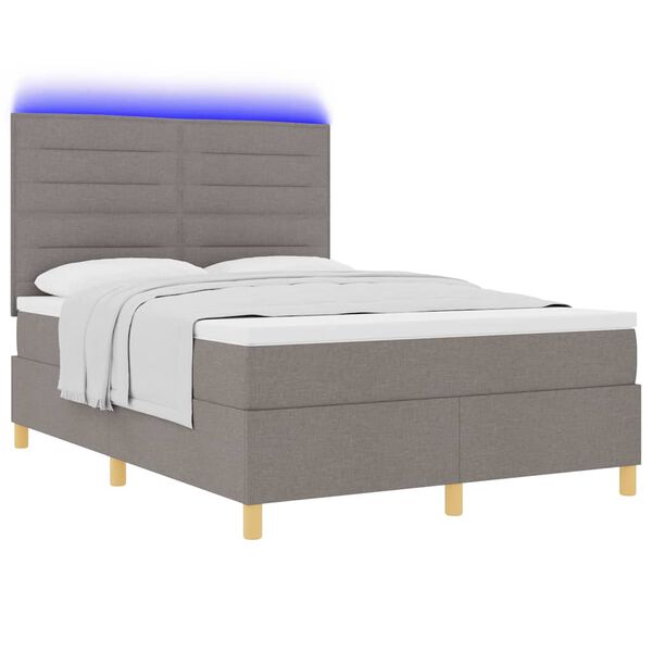 vidaXL Letto a Sorgente LED con materasso Talpa 140 x 200 cm Tessuto