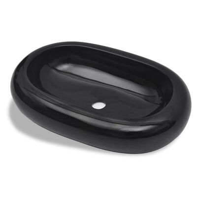 Lavandino da bagno in ceramica ovale nero