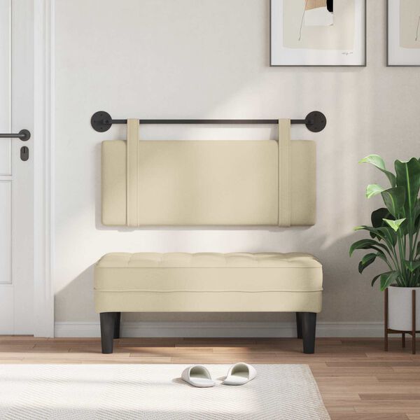 vidaXL Testata appesa Montaggio a parete Crema 110 x 55 x 5 cm Tessuto