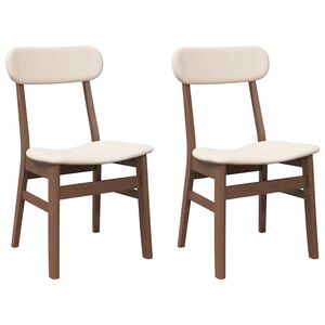 vidaXL Sedie da Pranzo con Cuscini 2pz Marrone Legno Massello di Hevea