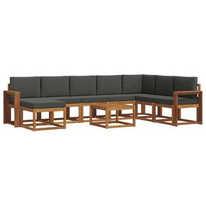 vidaXL Set di divani da esterno 9 pz Naturale e Antracite