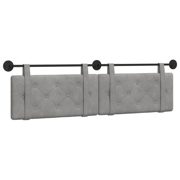 vidaXL Testata appesa Grigio chiaro 170 x 55 x 5 cm Velluto
