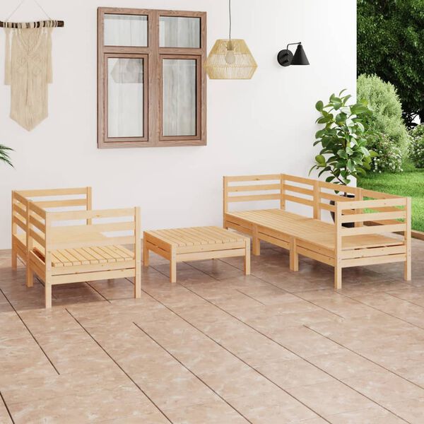 vidaXL Set Divani da Giardino 6 pz in Legno Massello di Pino