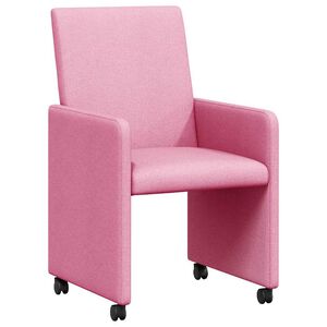 vidaXL Sedie da Pranzo con Ruote 2 pcs Rosa 57 x 66 x 94 cm Tessuto