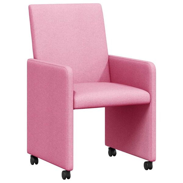 vidaXL Sedie da Pranzo con Ruote 2 pcs Rosa 57 x 66 x 94 cm Tessuto