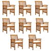 vidaXL Set di 8 sedie da giardino con Cuscini Legno Massello di Acacia