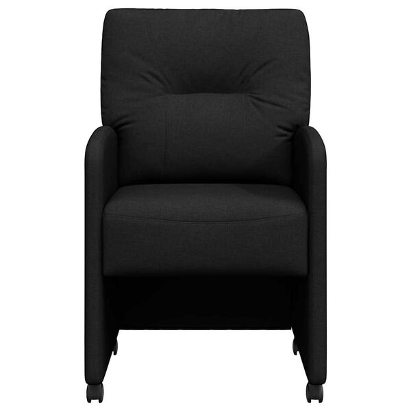 vidaXL Sedie da pranzo con ruote 2 pcs Nero 57 x 67 x 95 cm Tessuto