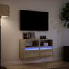 vidaXL Mobili TV a Parete con Luci LED 2pz Rovere Sonoma 41x31x45 cm