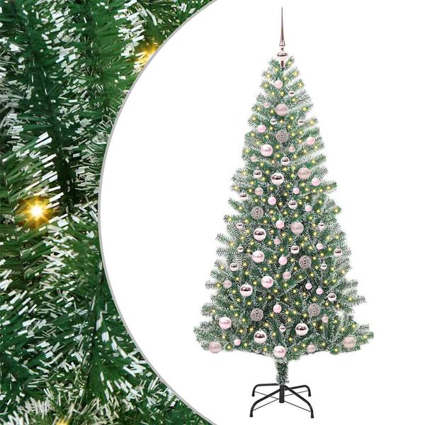 vidaXL Albero di Natale Artificiale Imbiancato con Luci LED 180 cm