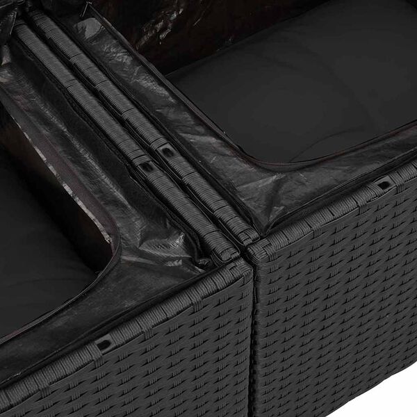 vidaXL Set Divano da Giardino con archiviazione 5 pcs Nero polyrattan