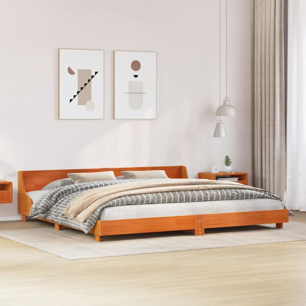 vidaXL Letto senza Materasso Marrone Cera 200x200 cm in Legno di Pino