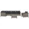 vidaXL Set Divani da Giardino 7 pz con Cuscini in Polyrattan Grigio