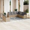 vidaXL Set Divano da Giardino 9 pz con Cuscini Beige Misto Polyrattan