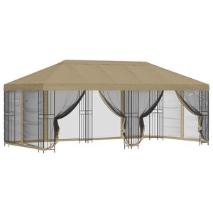 vidaXL Gazebo con pareti laterali 6 x 3 m Beige Poliestere e Acciaio