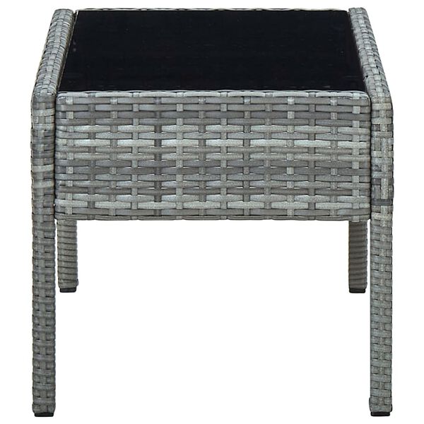 vidaXL Tavolo da Giardino Grigio 75x40x37 cm in Polyrattan