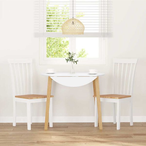 vidaXL Sedie da Pranzo 2 pz Bianche in Legno Massello di Hevea