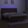 vidaXL Letto a Molle Materasso e LED MarroneScuro 200x200cm in Tessuto