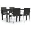vidaXL Set da Pranzo da Giardino 5 pz Nero con Cuscini in Polyrattan
