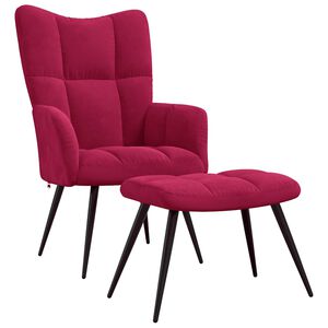 vidaXL Poltrona Relax con Poggiapiedi Rosso Vino in Velluto
