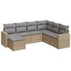 vidaXL Set Divani da Giardino 7 pz con Cuscini Beige in Polyrattan