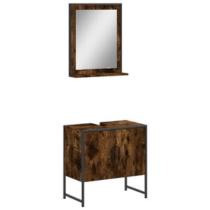 vidaXL Set Mobili da Bagno 2 pz Rovere Fumo in Legno Multistrato