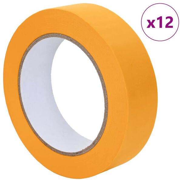 vidaXL Nastri Adesivi per Pittori 12 pcs Giallo 25mm x 50m Carta
