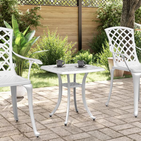 vidaXL Tavolo da Giardino Bianco 53x53x53 cm in Alluminio Pressofuso