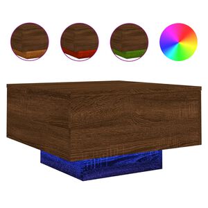 vidaXL Tavolino da Soggiorno con Luci LED Rovere Marrone 55x55x31 cm