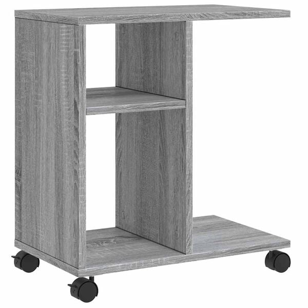 vidaXL Tavolino con Ruote Grigio Sonoma 50x30x55 cm Legno Multistrato