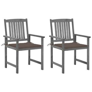 vidaXL Sedie da Giardino con Cuscini 2 pz in Massello di Acacia Grigio