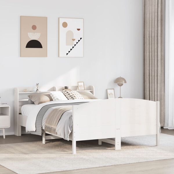 vidaXL Letto senza Materasso Bianco 120x190 cm Legno Massello di Pino