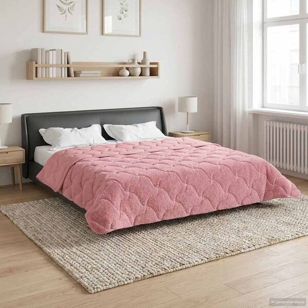 vidaXL Duvet Invernale Rosa 220 x 240 cm Microfibra e Fleece Teddy