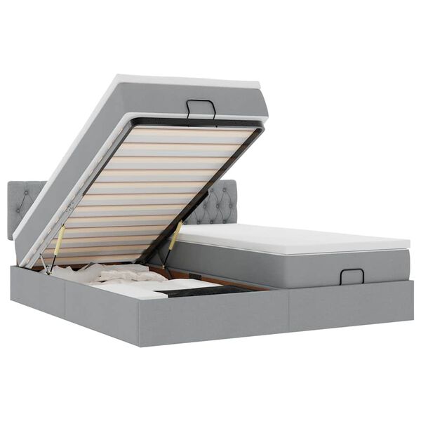 vidaXL Struttura Letto Pouf con Materassi 180x200 cm in Tessuto