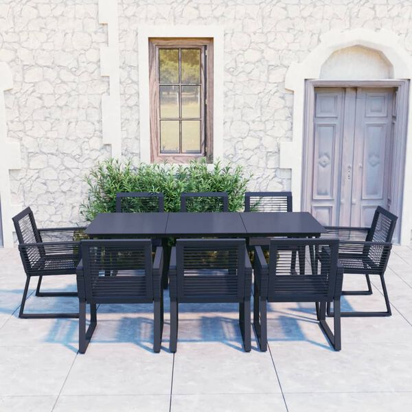 vidaXL Set da Pranzo da Giardino 9 pz in Rattan PVC Nero
